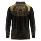 Ancient Egypt Long Sleeve Polo Shirt Black Gold Scarab