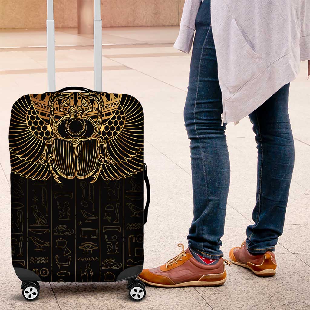 Ancient Egypt Luggage Cover Black Gold Scarab
