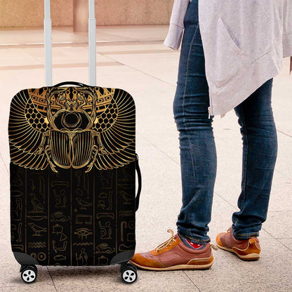 Ancient Egypt Luggage Cover Black Gold Scarab