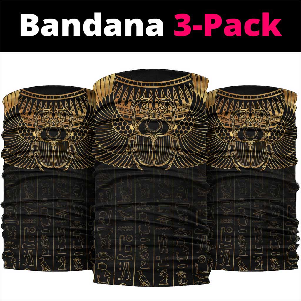 Ancient Egypt Neck Gaiter Black Gold Scarab LT7
