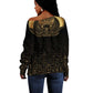 Ancient Egypt Off Shoulder Sweater Black Gold Scarab
