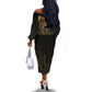 Ancient Egypt Off The Shoulder Long Sleeve Dress Black Gold Scarab