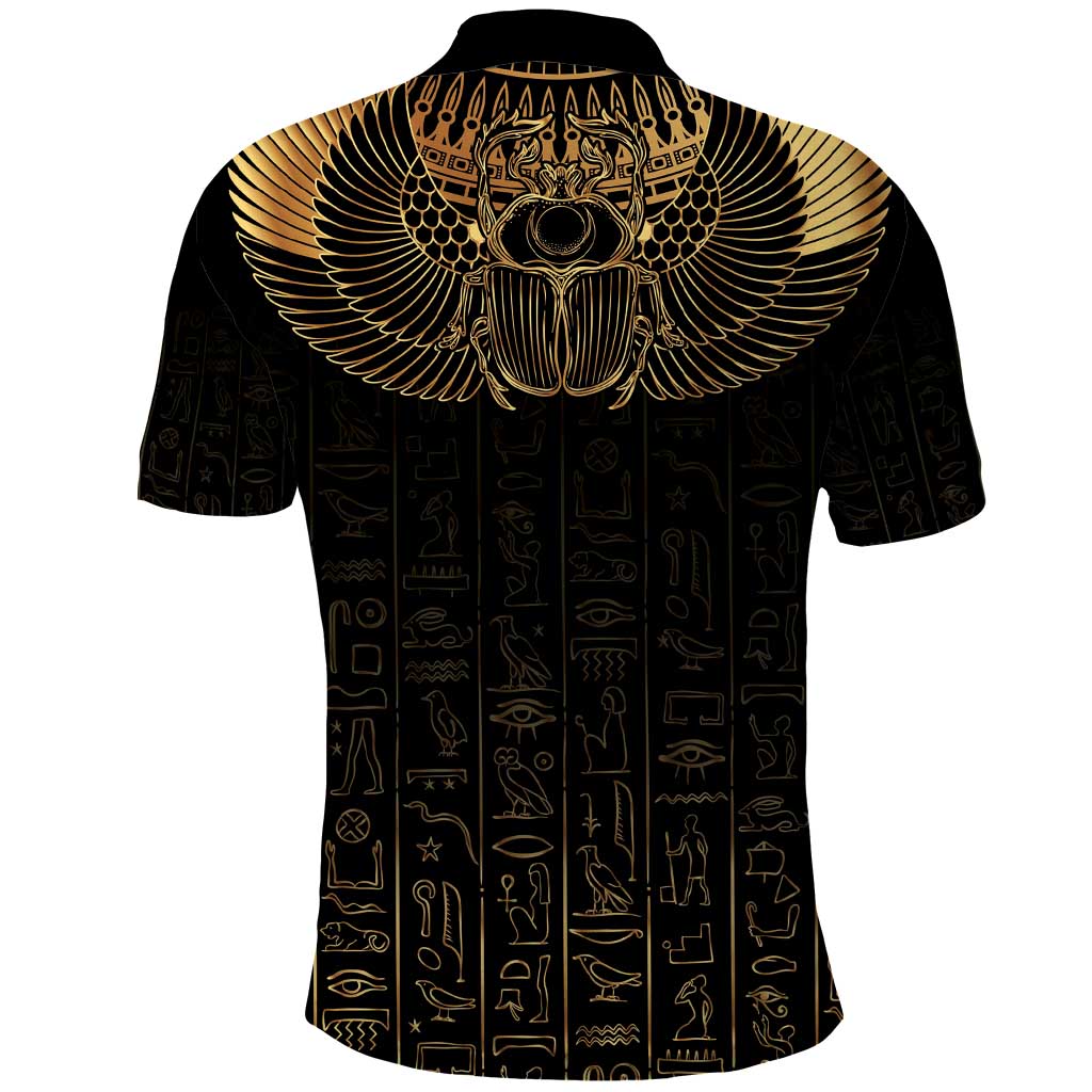Ancient Egypt Polo Shirt Black Gold Scarab