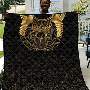 Ancient Egypt Quilt Black Gold Scarab