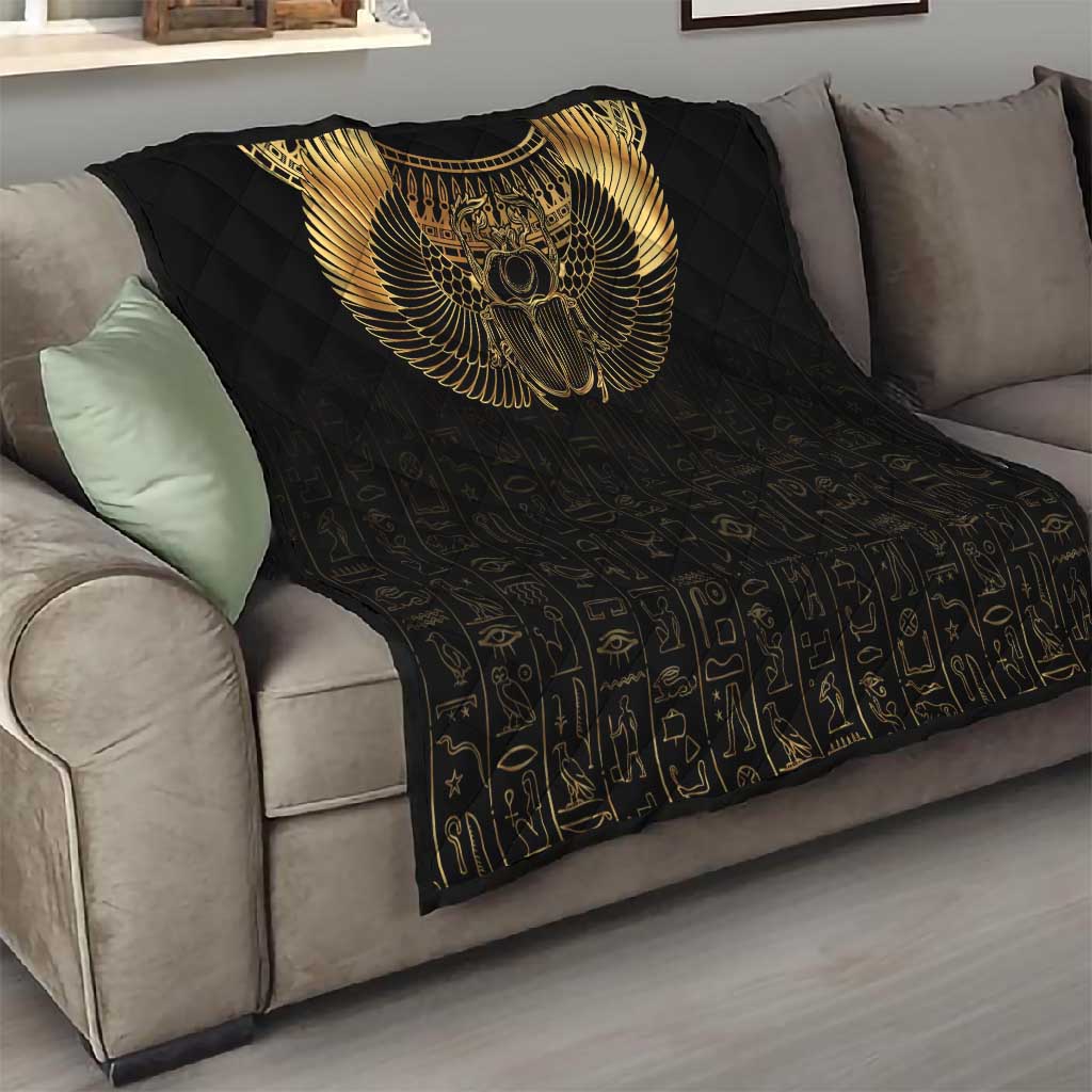 Ancient Egypt Quilt Black Gold Scarab