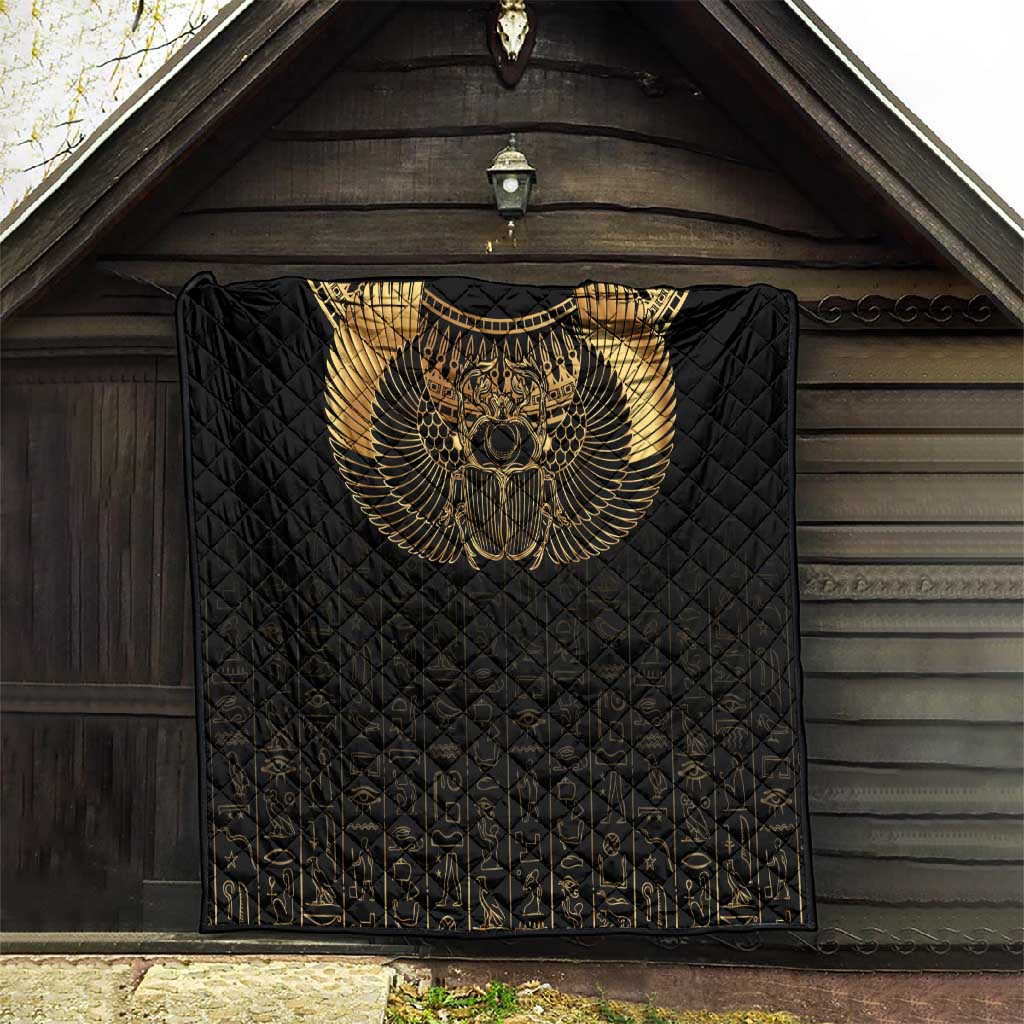 Ancient Egypt Quilt Black Gold Scarab