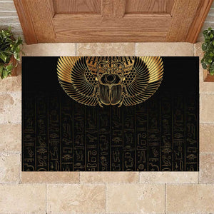 Ancient Egypt Rubber Doormat Black Gold Scarab