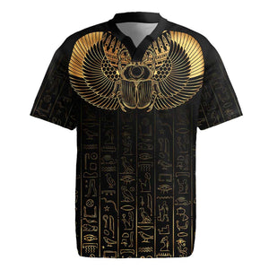 Ancient Egypt Rugby Jersey Black Gold Scarab