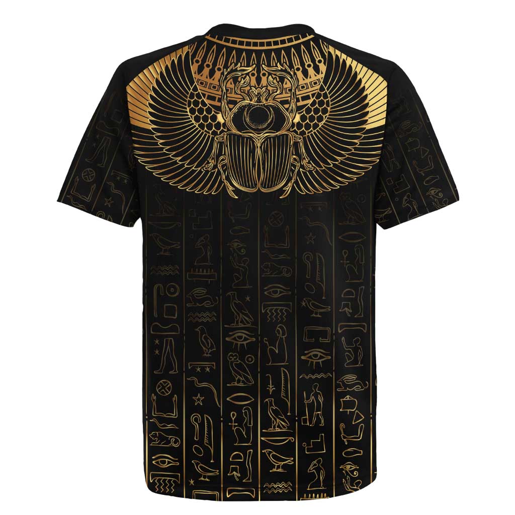 Ancient Egypt Rugby Jersey Black Gold Scarab