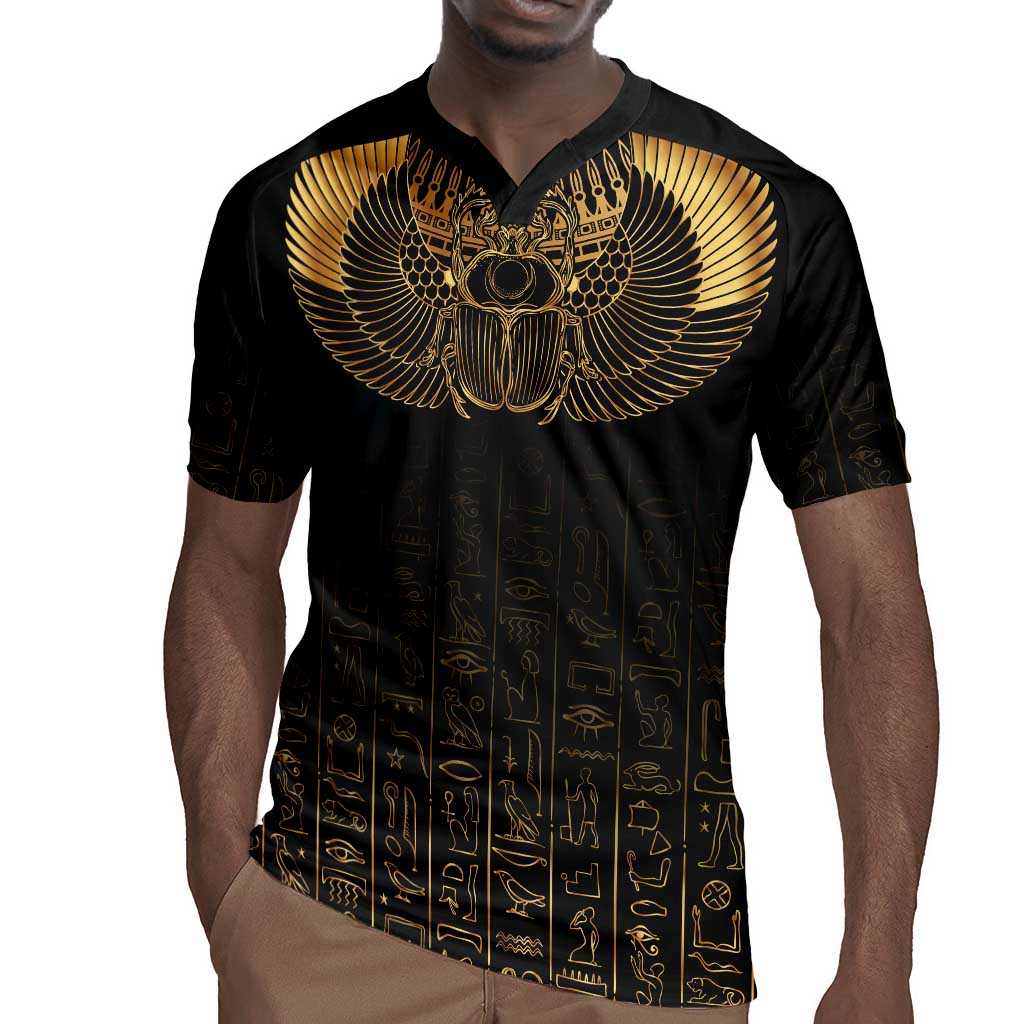 Ancient Egypt Rugby Jersey Black Gold Scarab