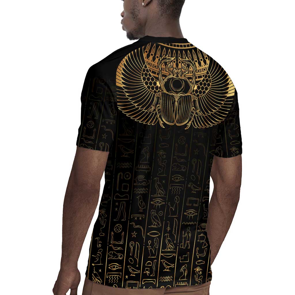 Ancient Egypt Rugby Jersey Black Gold Scarab