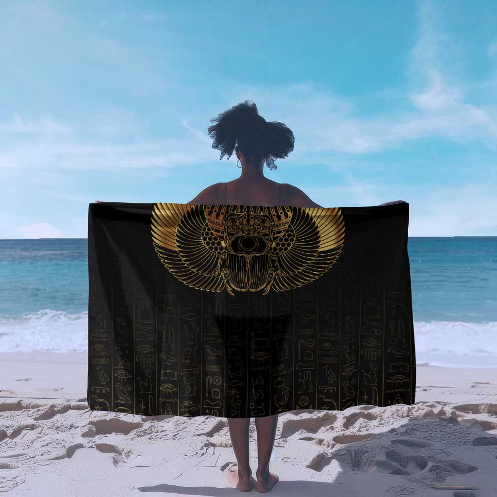 Ancient Egypt Sarong Black Gold Scarab