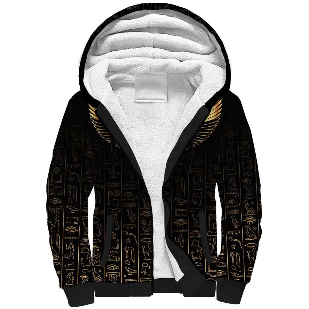 Ancient Egypt Sherpa Hoodie Black Gold Scarab