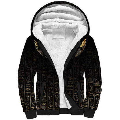 Ancient Egypt Sherpa Hoodie Black Gold Scarab