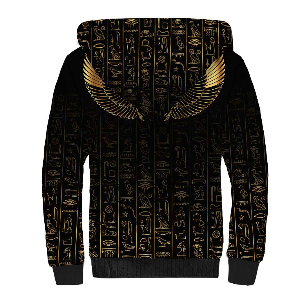 Ancient Egypt Sherpa Hoodie Black Gold Scarab