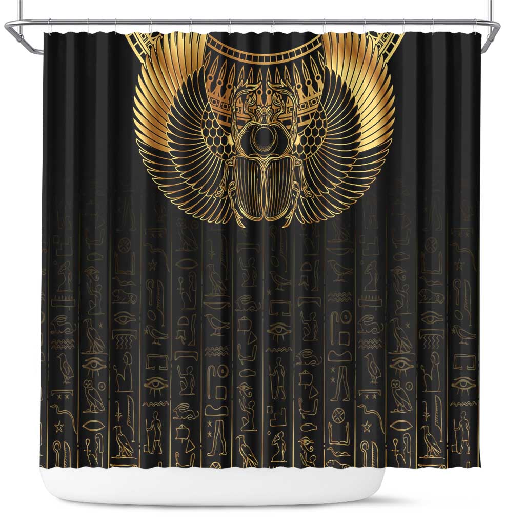 Ancient Egypt Shower Curtain Black Gold Scarab