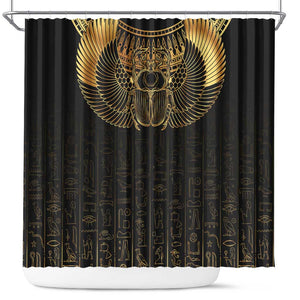 Ancient Egypt Shower Curtain Black Gold Scarab