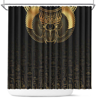 Ancient Egypt Shower Curtain Black Gold Scarab