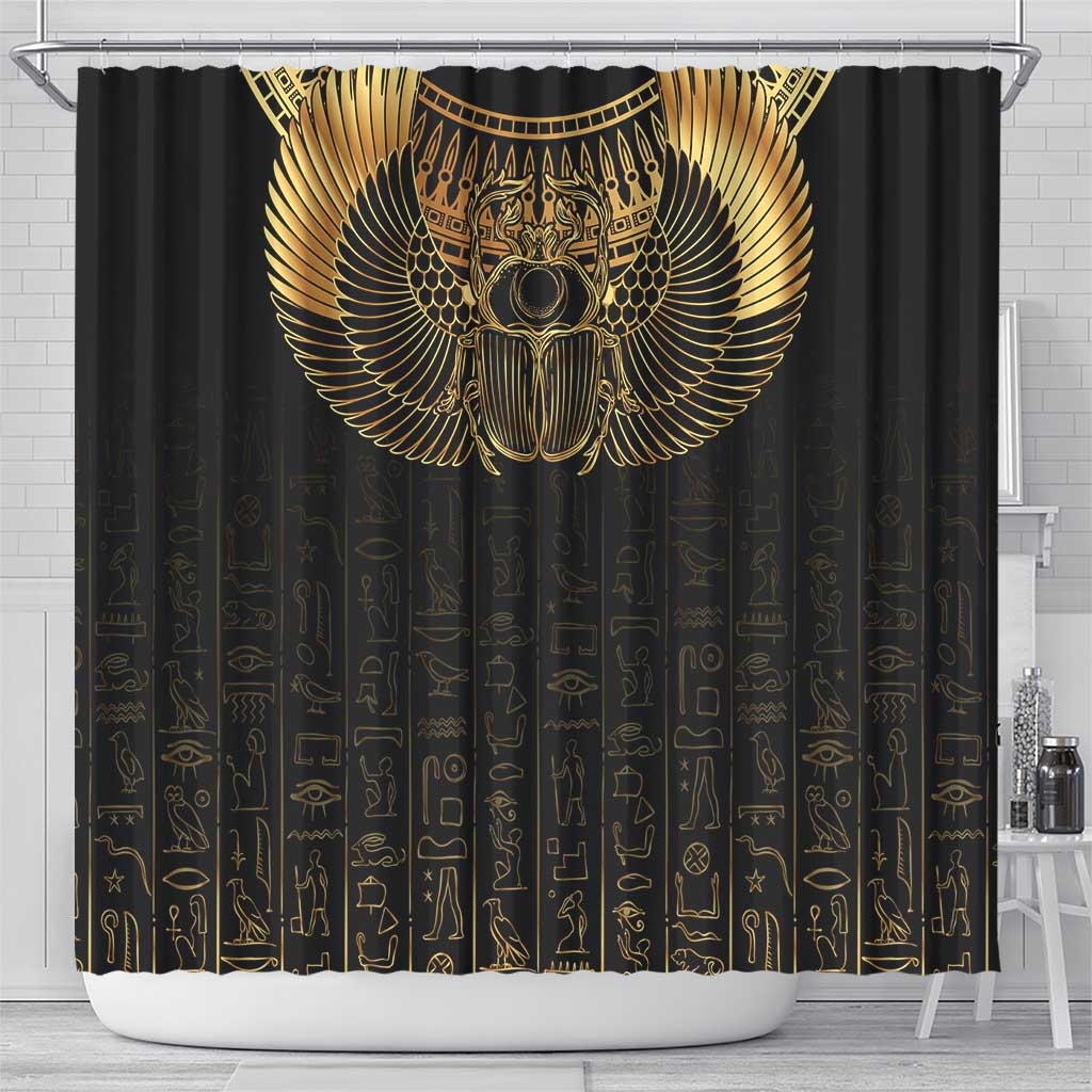 Ancient Egypt Shower Curtain Black Gold Scarab