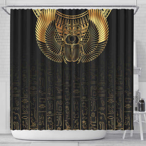 Ancient Egypt Shower Curtain Black Gold Scarab
