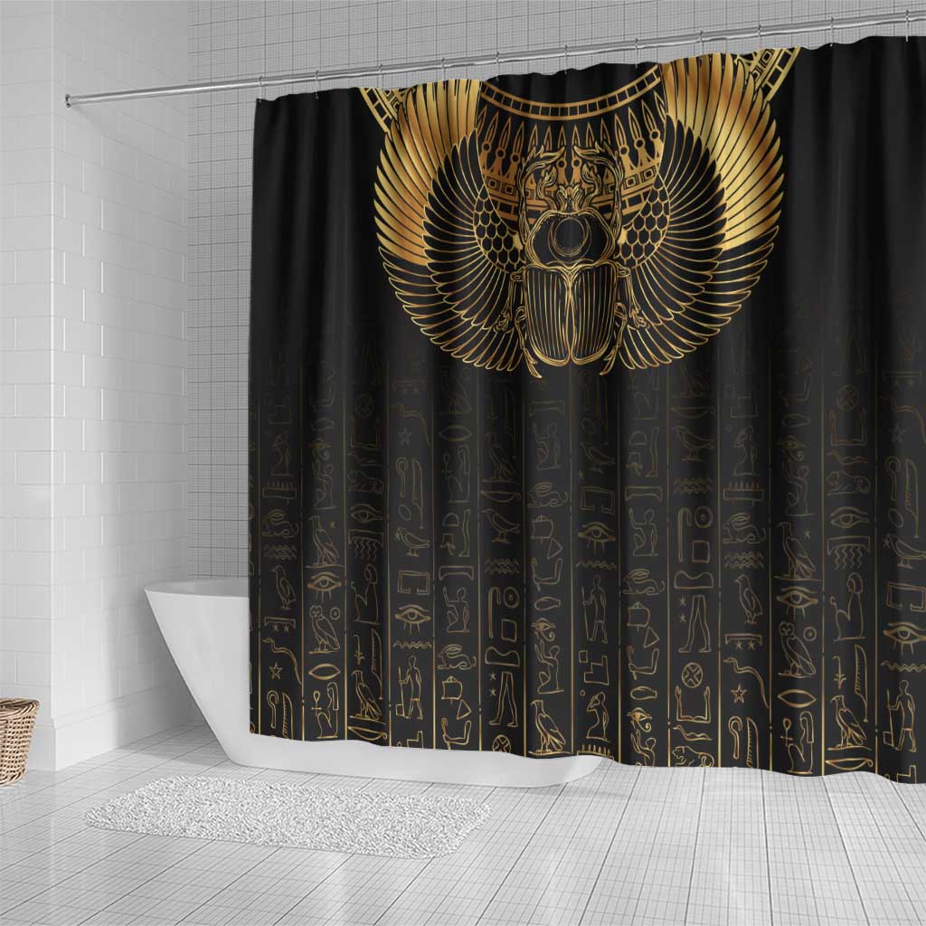 Ancient Egypt Shower Curtain Black Gold Scarab