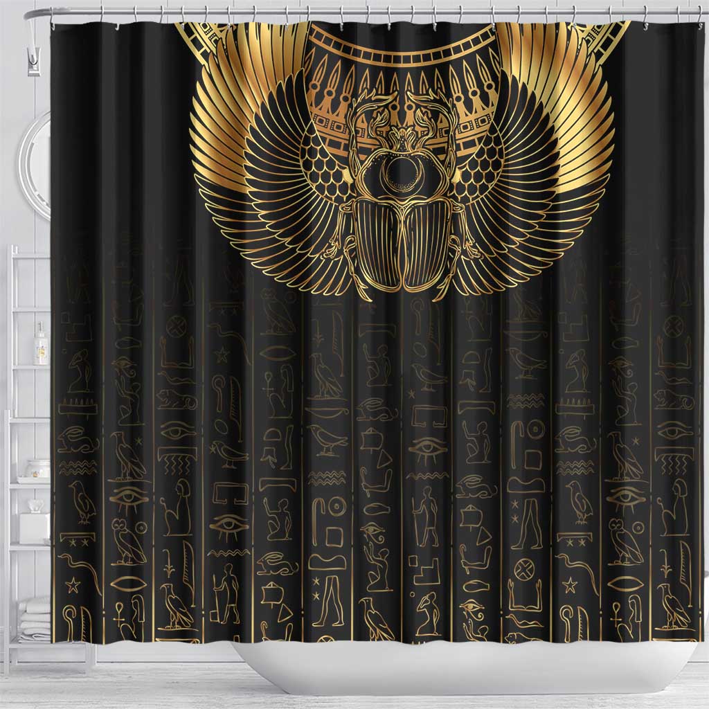 Ancient Egypt Shower Curtain Black Gold Scarab