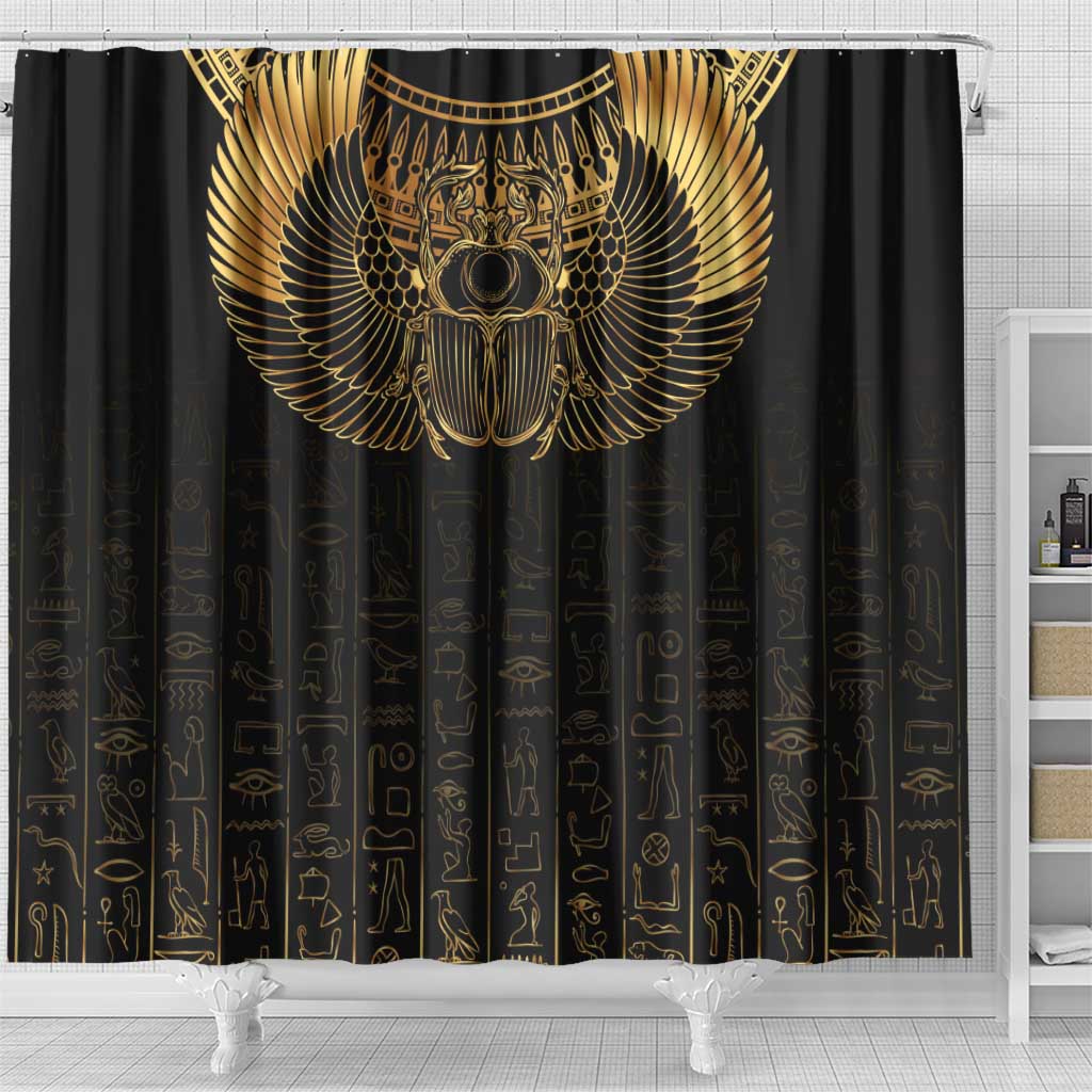 Ancient Egypt Shower Curtain Black Gold Scarab