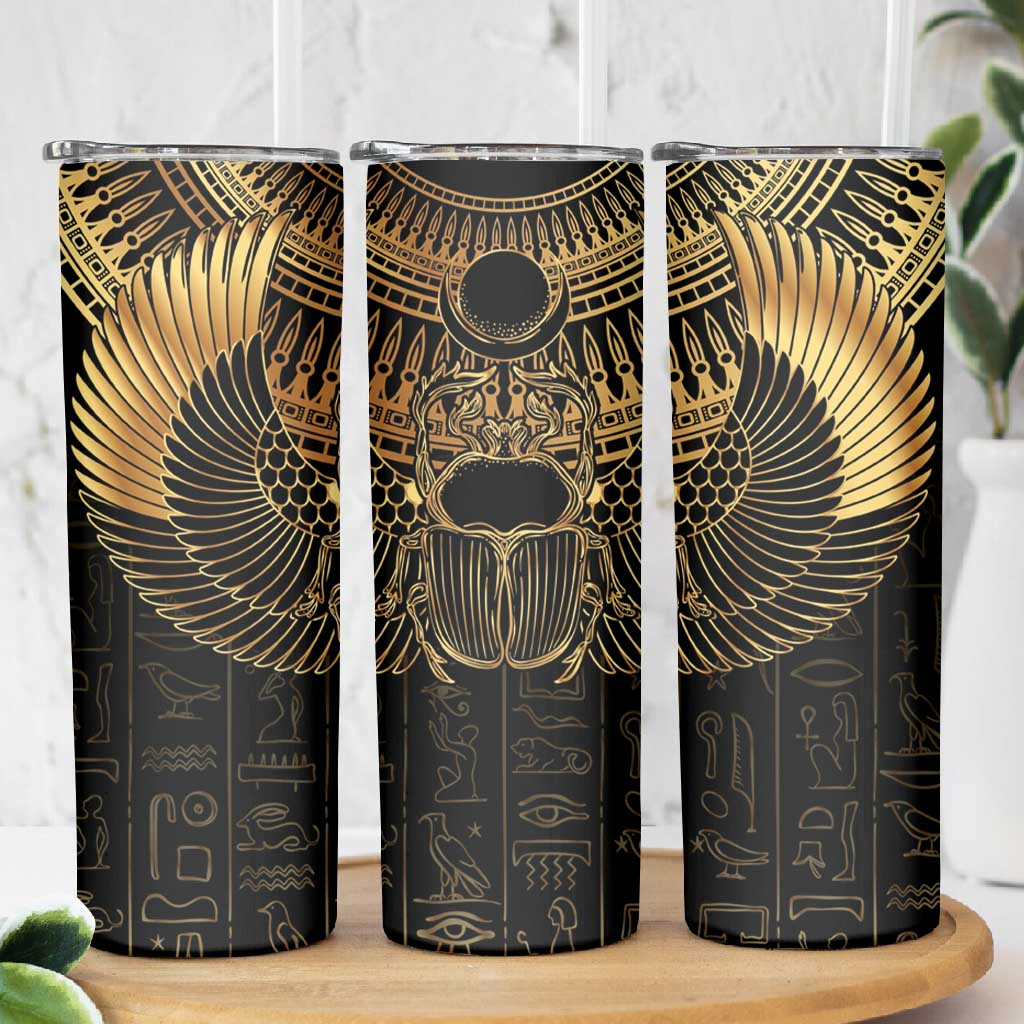 Ancient Egypt Skinny Tumbler Black Gold Scarab