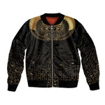 Ancient Egypt Sleeve Zip Bomber Jacket Black Gold Scarab