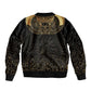 Ancient Egypt Sleeve Zip Bomber Jacket Black Gold Scarab