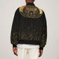Ancient Egypt Sleeve Zip Bomber Jacket Black Gold Scarab