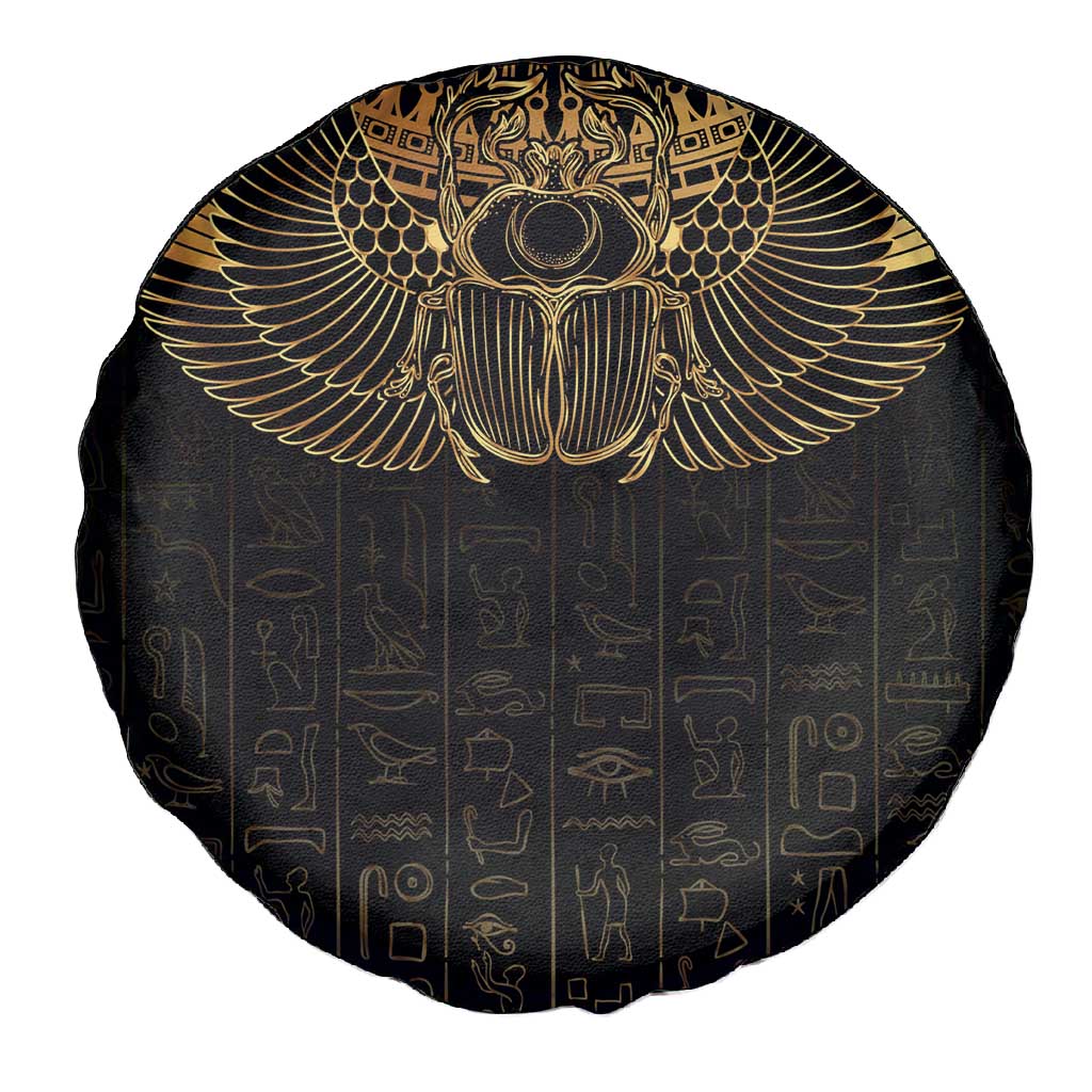 Ancient Egypt Spare Tire Cover Black Gold Scarab
