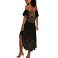 Ancient Egypt Summer Maxi Dress Black Gold Scarab