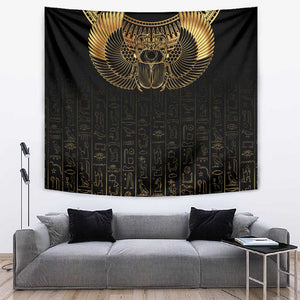 Ancient Egypt Tapestry Black Gold Scarab