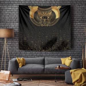 Ancient Egypt Tapestry Black Gold Scarab