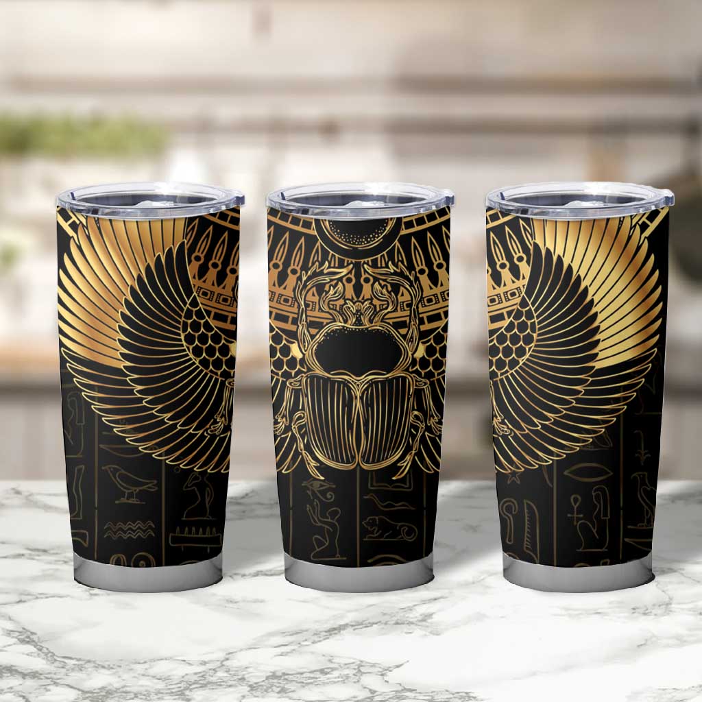 Ancient Egypt Tumbler Cup Black Gold Scarab