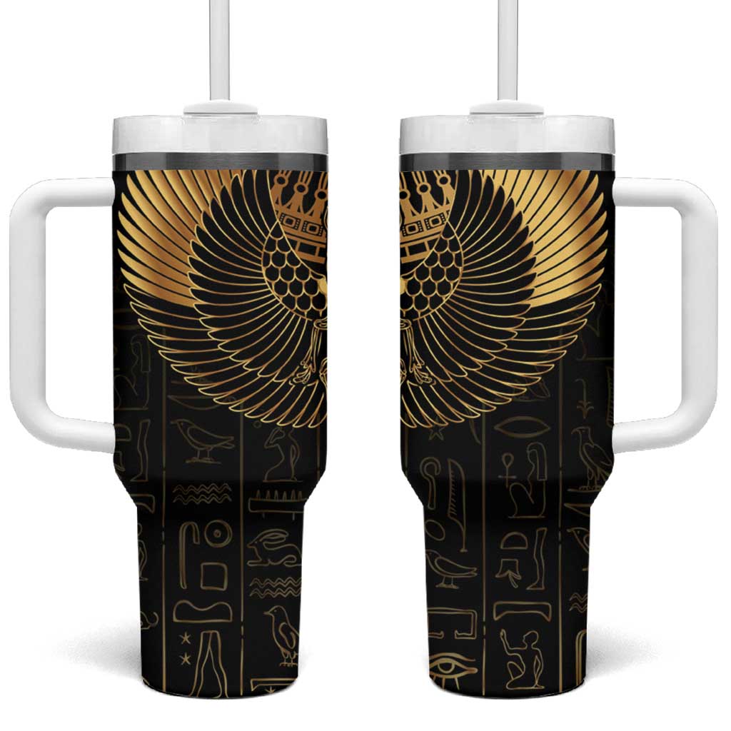 Ancient Egypt Tumbler With Handle Black Gold Scarab