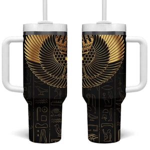 Ancient Egypt Tumbler With Handle Black Gold Scarab
