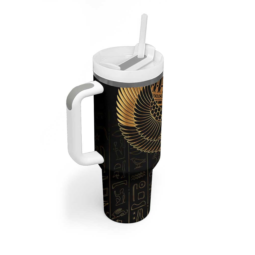 Ancient Egypt Tumbler With Handle Black Gold Scarab