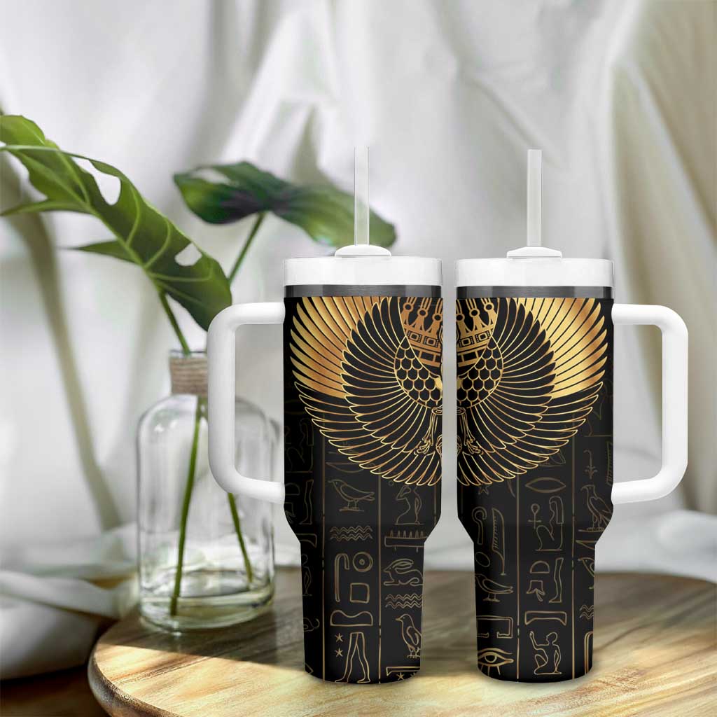 Ancient Egypt Tumbler With Handle Black Gold Scarab