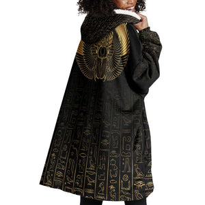 Ancient Egypt Wearable Blanket Hoodie Black Gold Scarab