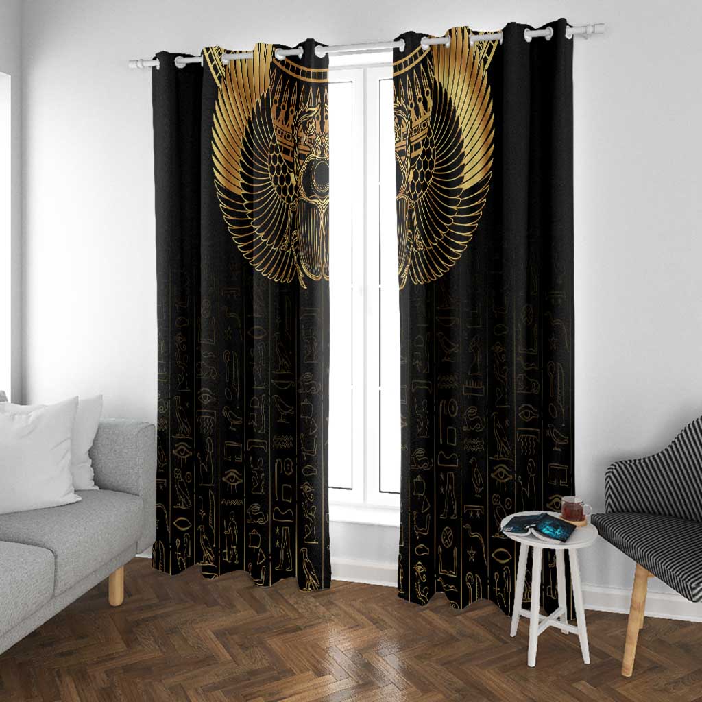 Ancient Egypt Window Curtain Black Gold Scarab
