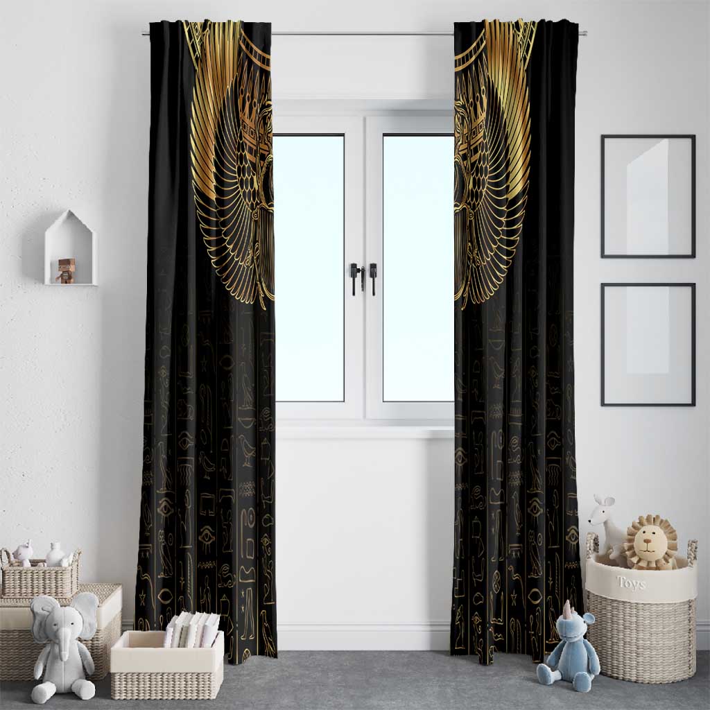 Ancient Egypt Window Curtain Black Gold Scarab