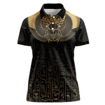 Ancient Egypt Women Polo Shirt Black Gold Scarab