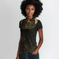 Ancient Egypt Women Polo Shirt Black Gold Scarab
