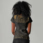 Ancient Egypt Women V-Neck T-Shirt Black Gold Scarab