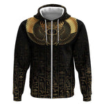 Ancient Egypt Zip Hoodie Black Gold Scarab