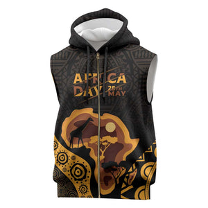 Africa Day Personalized Sleeveless Zip Hoodie Ethnic Retro Style - African Pride