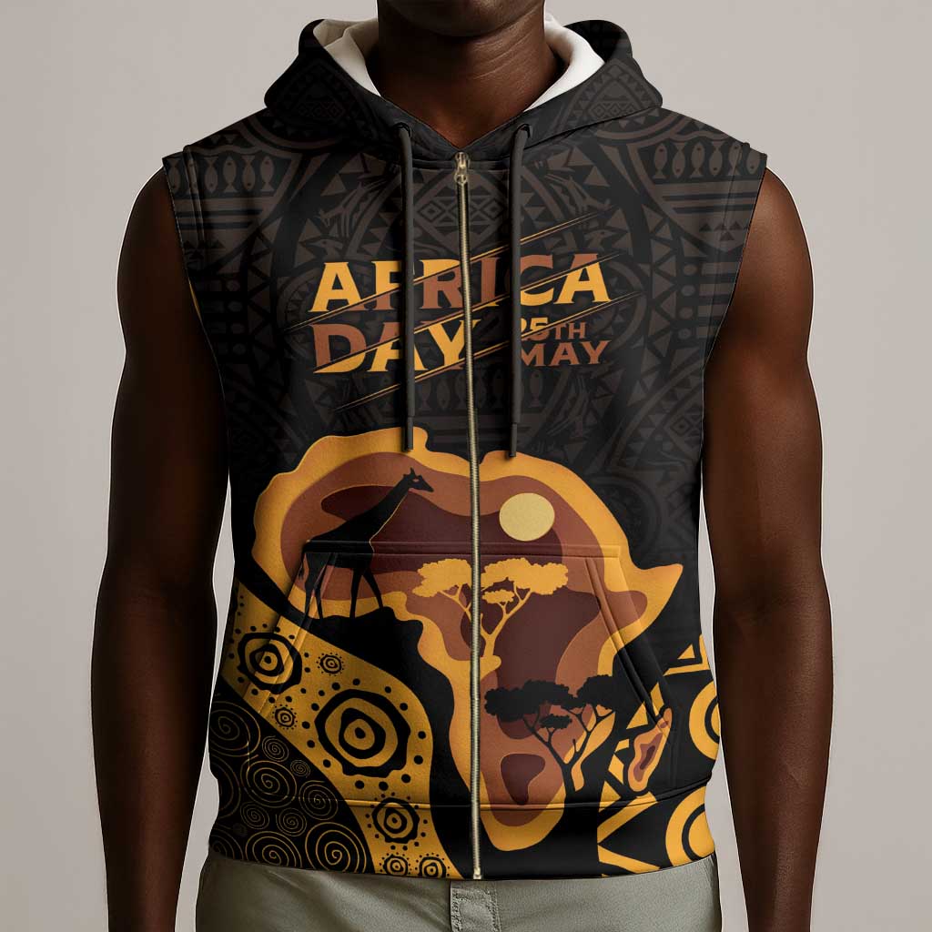 Africa Day Personalized Sleeveless Zip Hoodie Ethnic Retro Style - African Pride