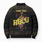 HBCU Grad Personalized Queen Poker Card Bomber Puffer Jacket Golden Pattern